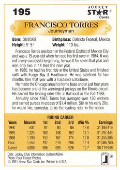 1991 Jockey Star Jockeys #195 Francisco Torres Back